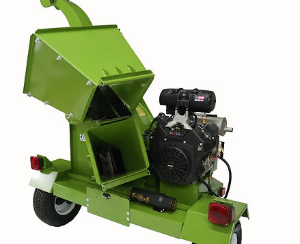 hinged hopper design to allow to articulate the chipper feed chute when space is tight